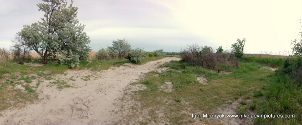 Метка "Великая битва Русичей и Хазар" на Лесковской косе в панораме.