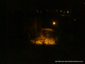 Маленький комок света ночью зимой.