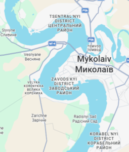 Map of entire Nikolaev (Mykolaiv) - the city in Ukraine.